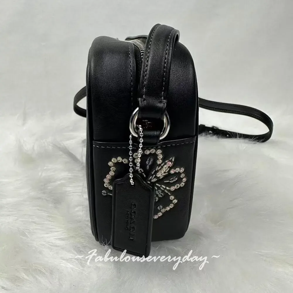 COACH Jamie Camera Bag Crossbody with Butterfly Print in Leather/Black CCK90 NWT